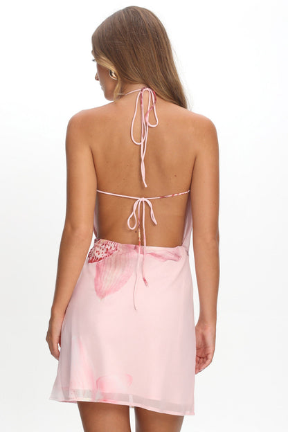 Linger Open Back Mini Dress Lily Pink