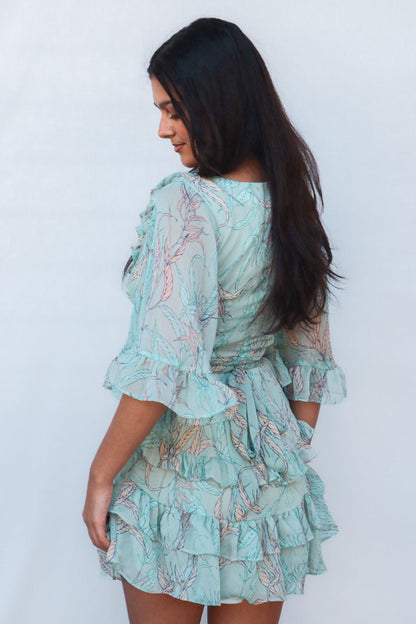 Lola Mini Dress - Teal Floral