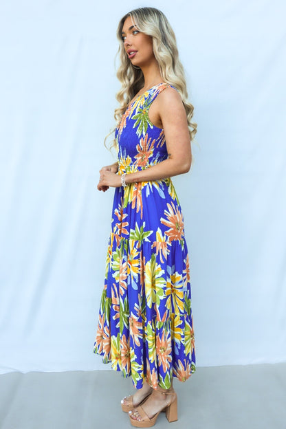 Namari Midi Dress - Blue Multi