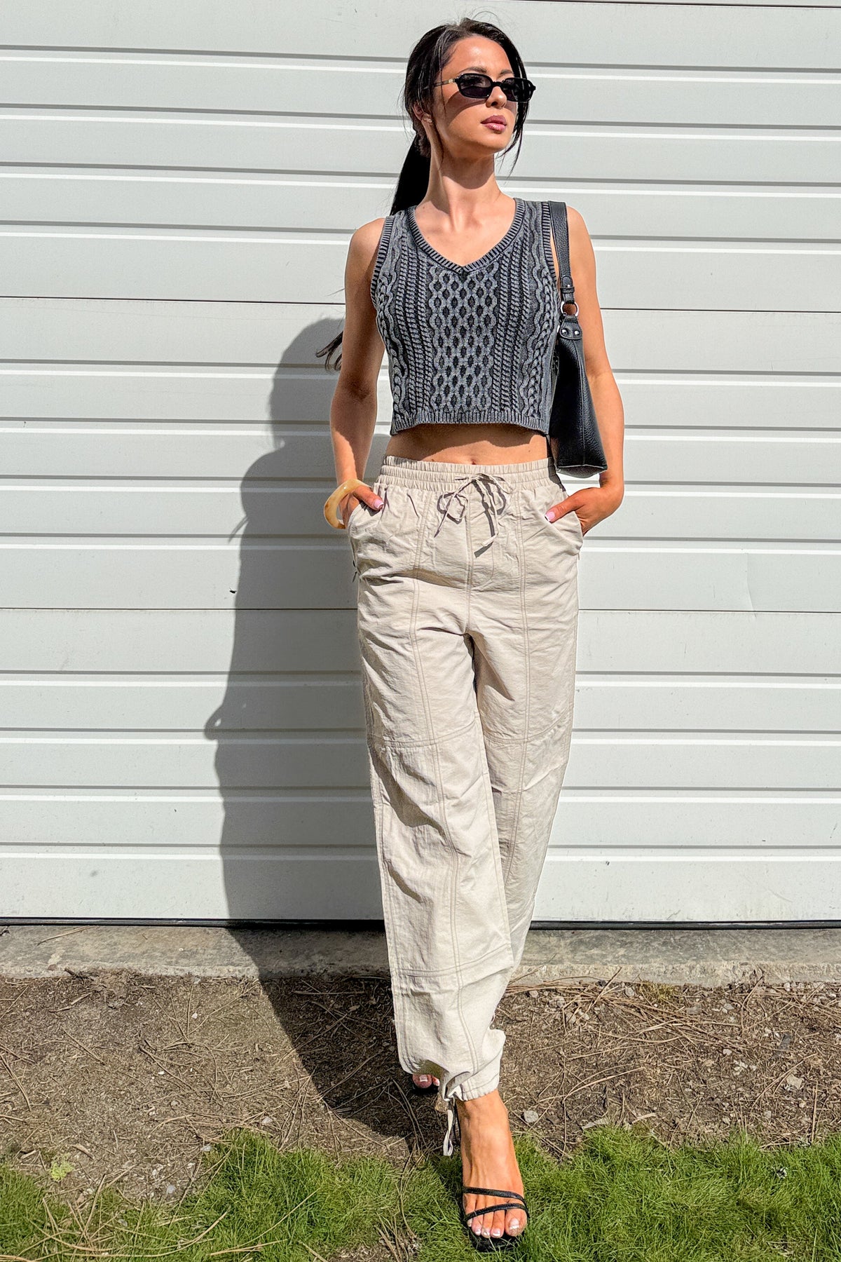 No Plot Needed Parachute Jogger Pants (Coconut Milk)