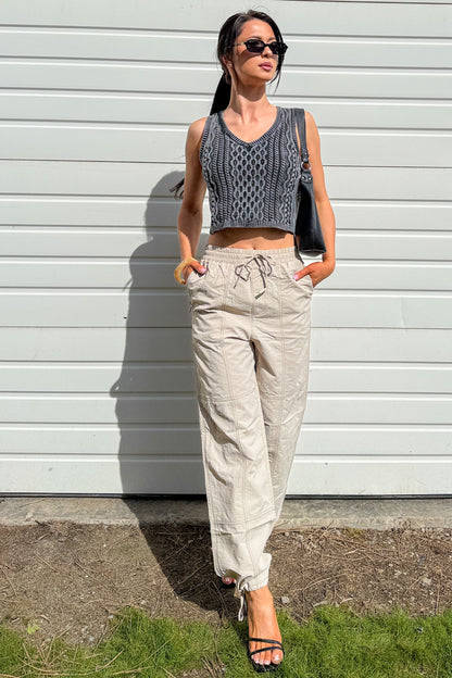 No Plot Needed Parachute Jogger Pants (Coconut Milk)