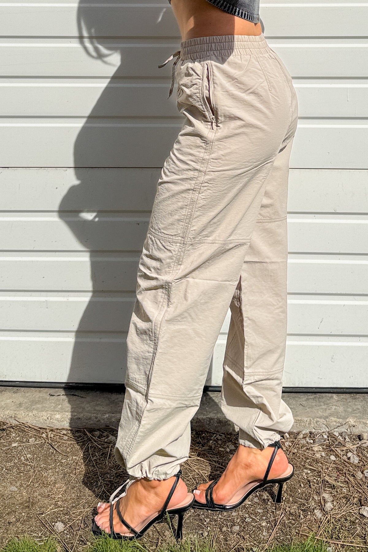 No Plot Needed Parachute Jogger Pants (Coconut Milk)