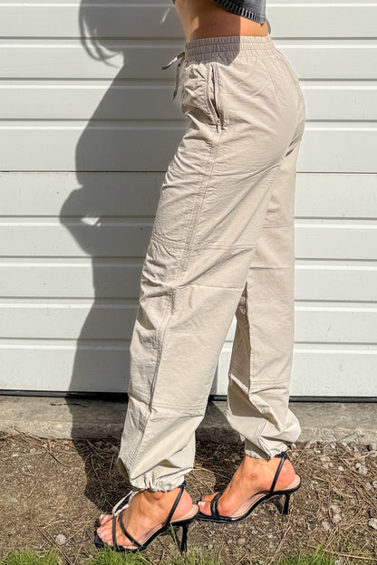 No Plot Needed Parachute Jogger Pants (Coconut Milk)