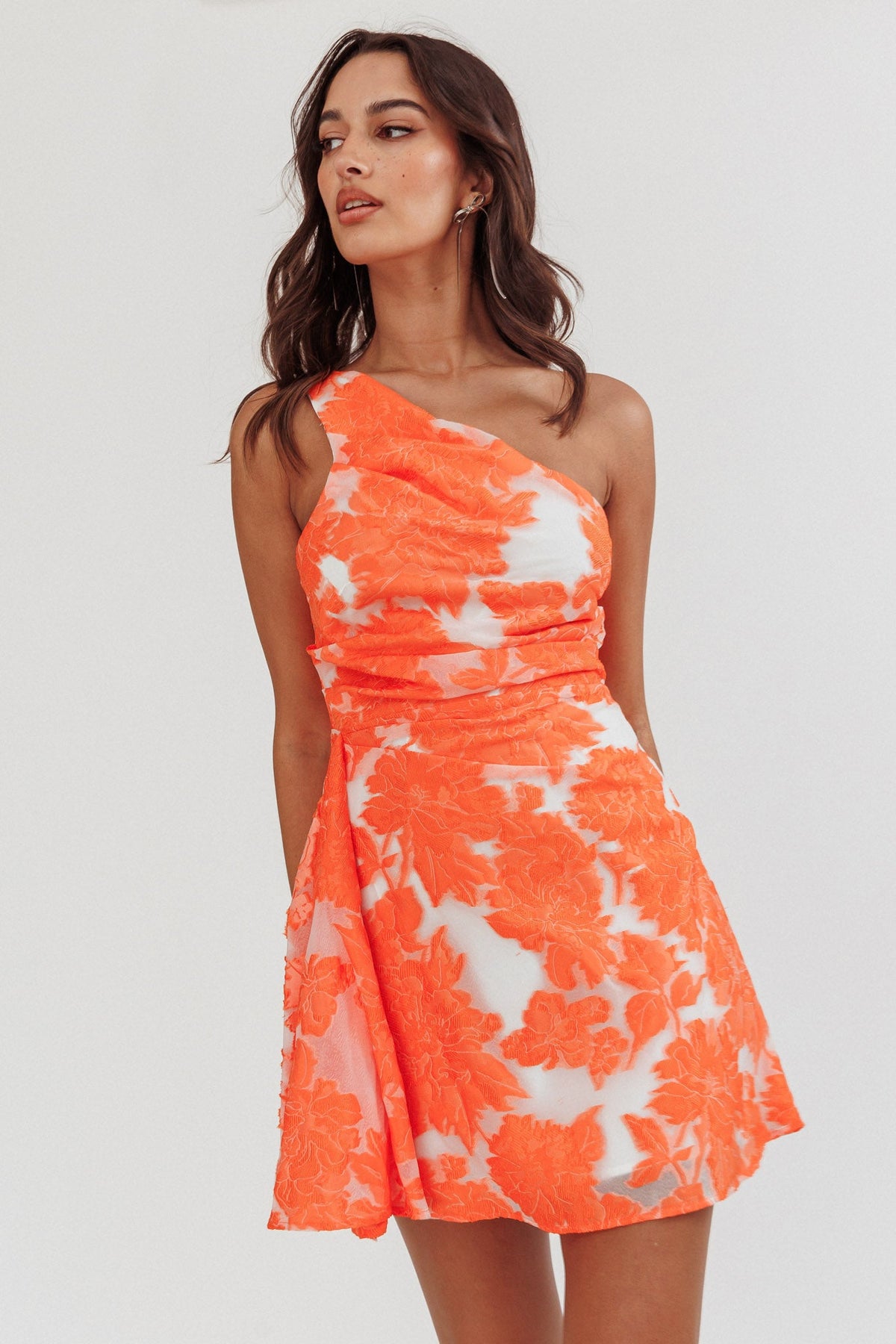 Inner Power One-Shoulder Mini Dress Orange