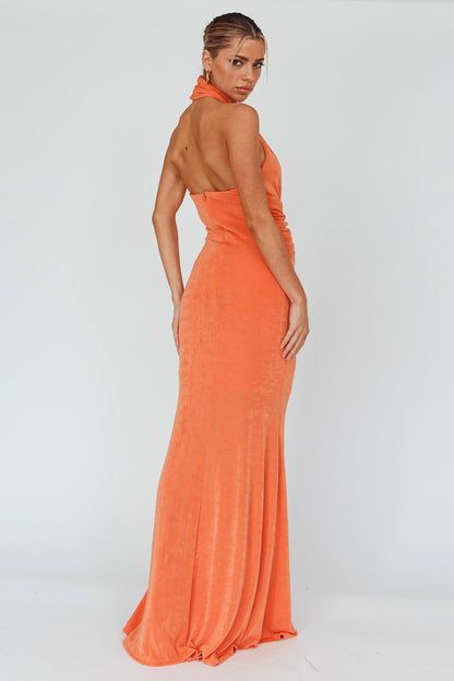 Ileana Twist Bodice Maxi Dress Orange