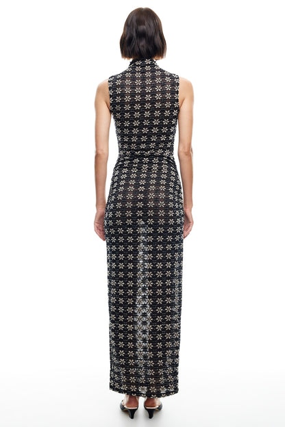LIONESS Elle Maxi Dress 70's Onyx