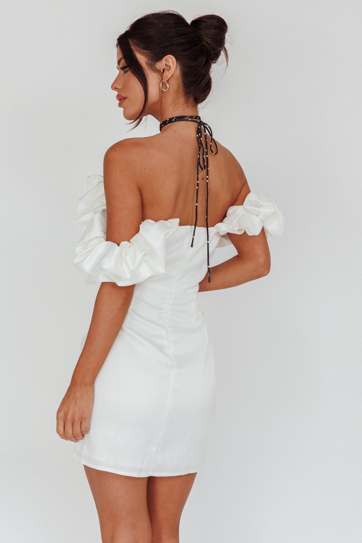 La Palma Off-Shoulder Mini Dress Off White