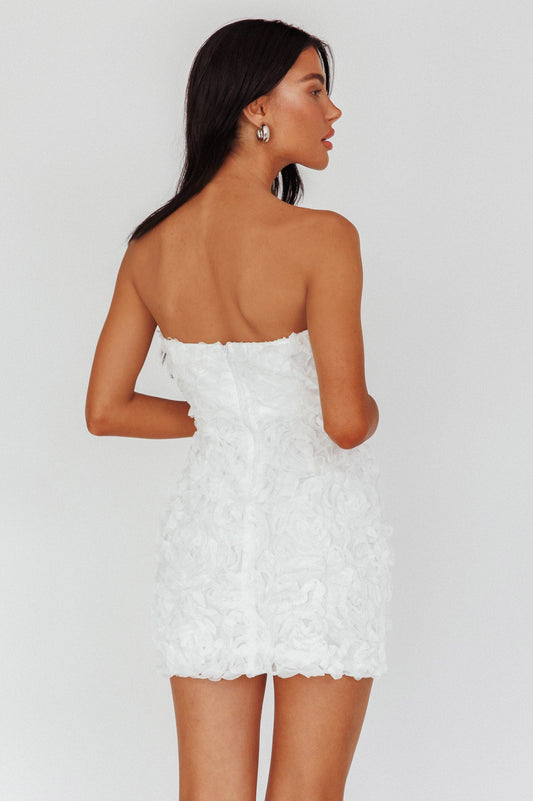 Charmer Floral Embellished Mini Dress Ivory
