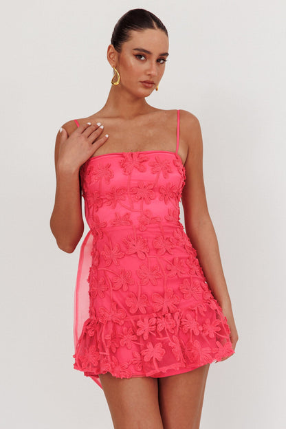 Dori Embellished Mini Dress Palm Tree Pink