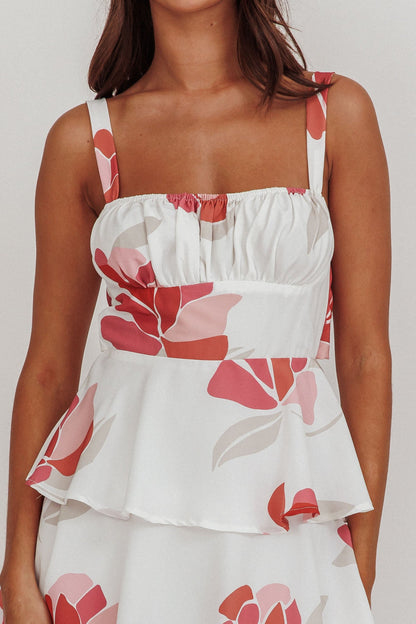 Provence Bloom Tiered Floral Maxi Dress Rose