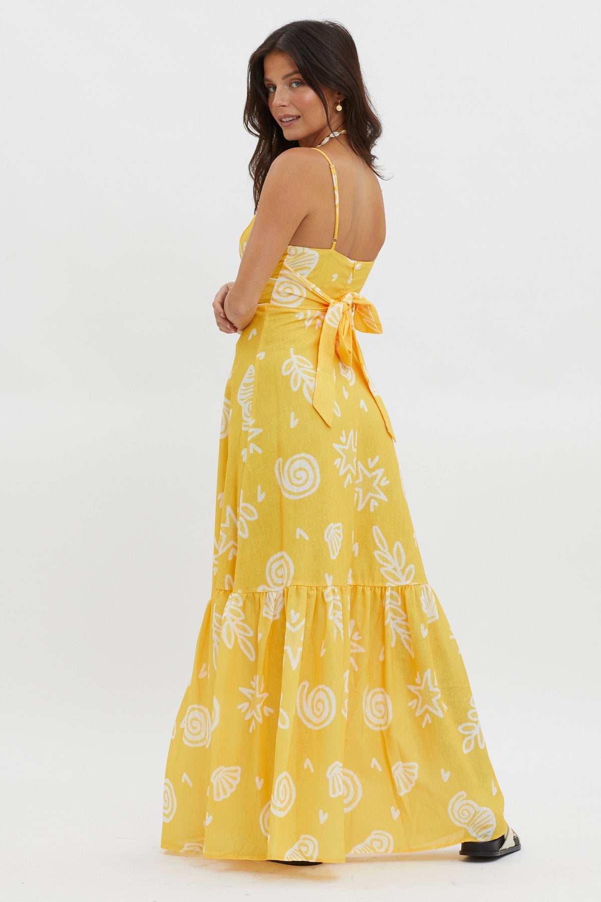 Later Days Cami Strap Maxi Dress Print Yellow