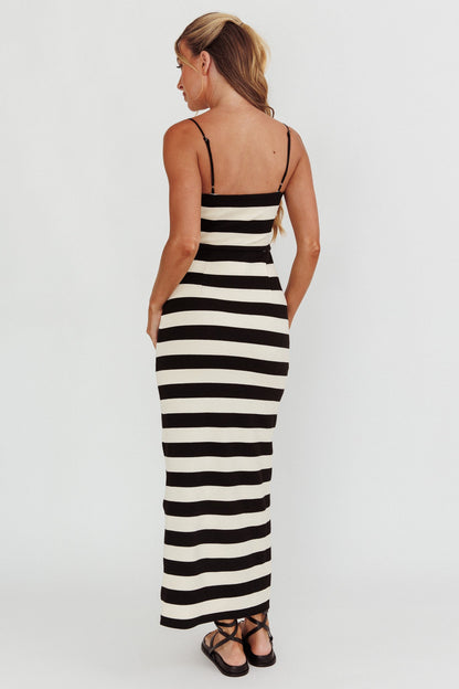 Gracey Cami Strap Maxi Dress Stripe Black