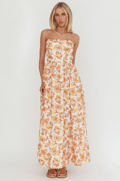 Wild Card Cami Strap Maxi Dress Floral Yellow