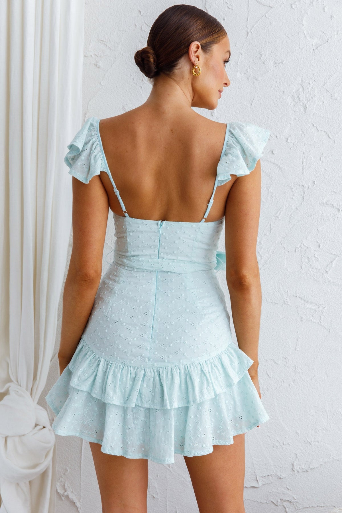 Theodore Ruffle Trimmed Mini Dress Sage