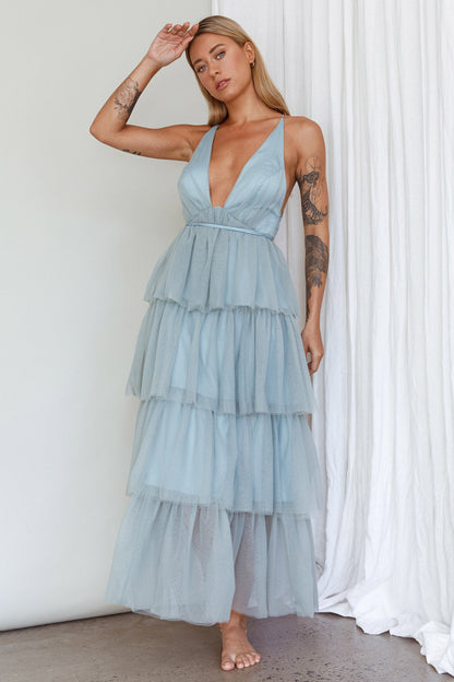 Auguste Tiered Frill Midi Dress Sage Green