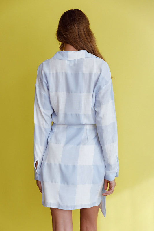 Staten Island Wrap Shirt Dress Blue