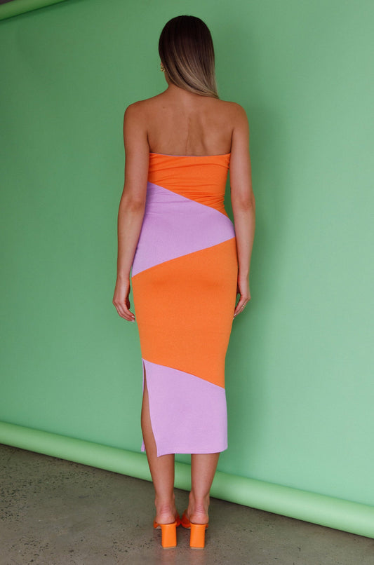 Shondra Crepe Texture Tube Dress Orange
