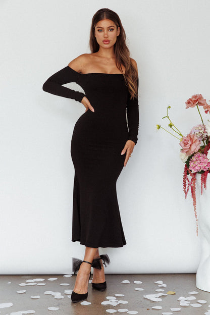Speakeasy Off-Shoulder Maxi Dress Black