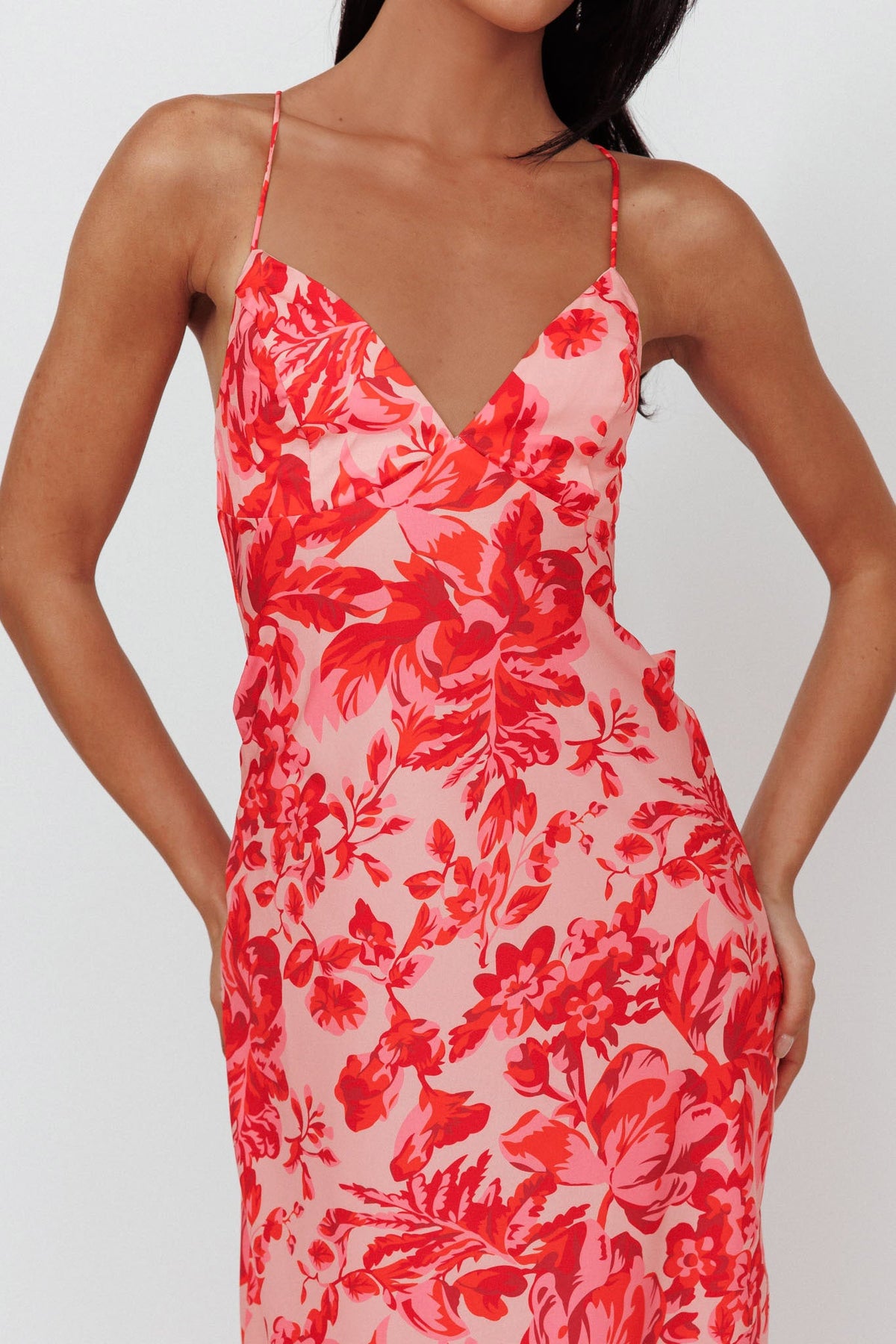 True Divine Strappy Back Maxi Dress Floral Fire