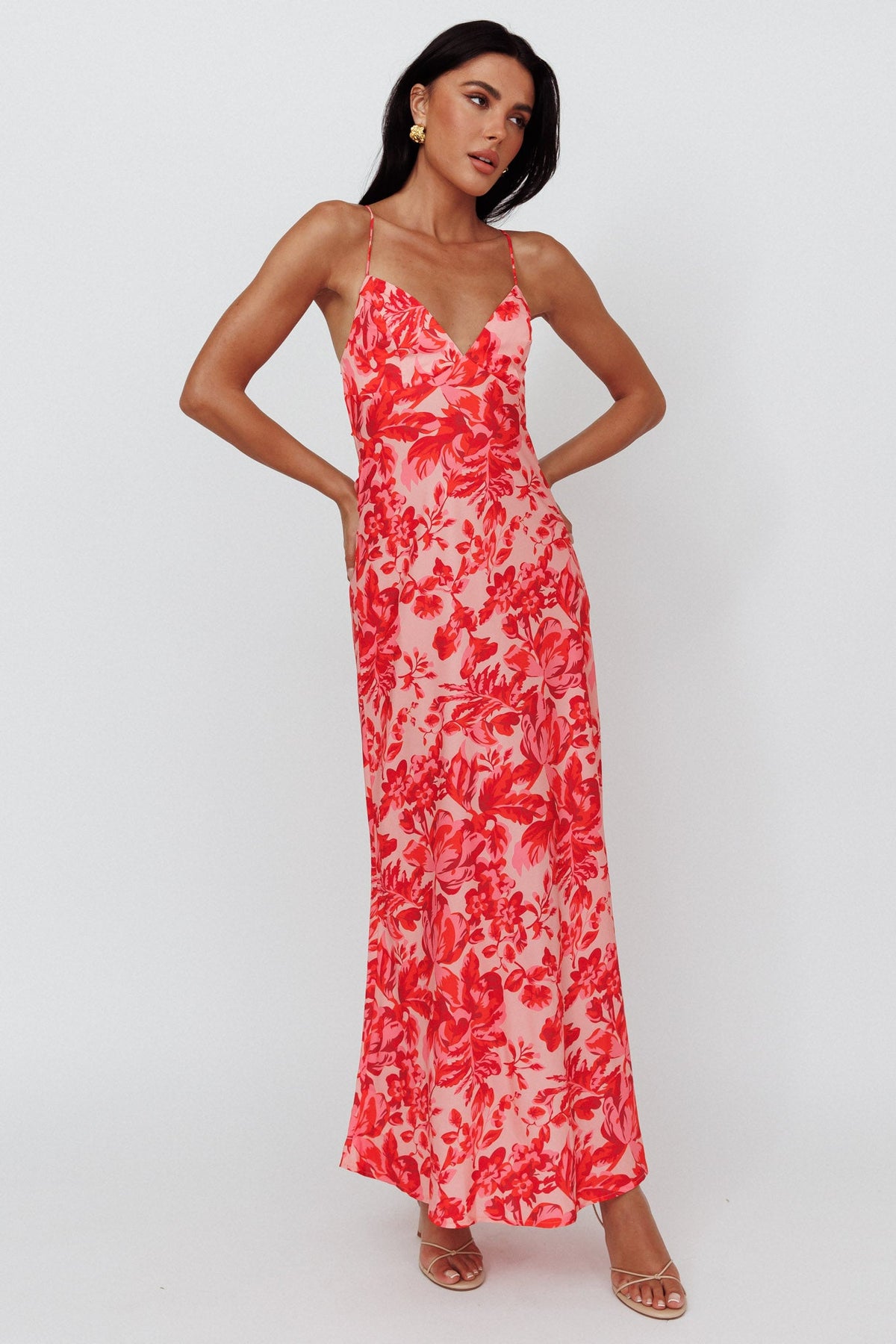 True Divine Strappy Back Maxi Dress Floral Fire