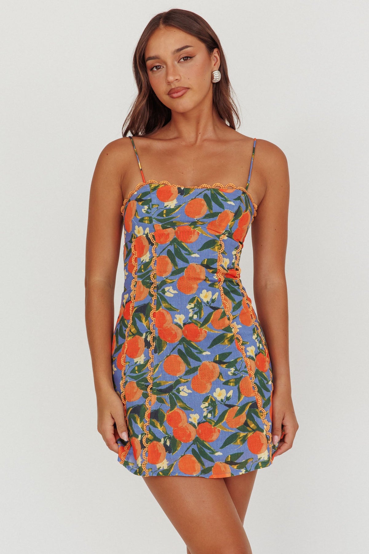 Chamberlain Scallop Trim Mini Dress Citrus Orange