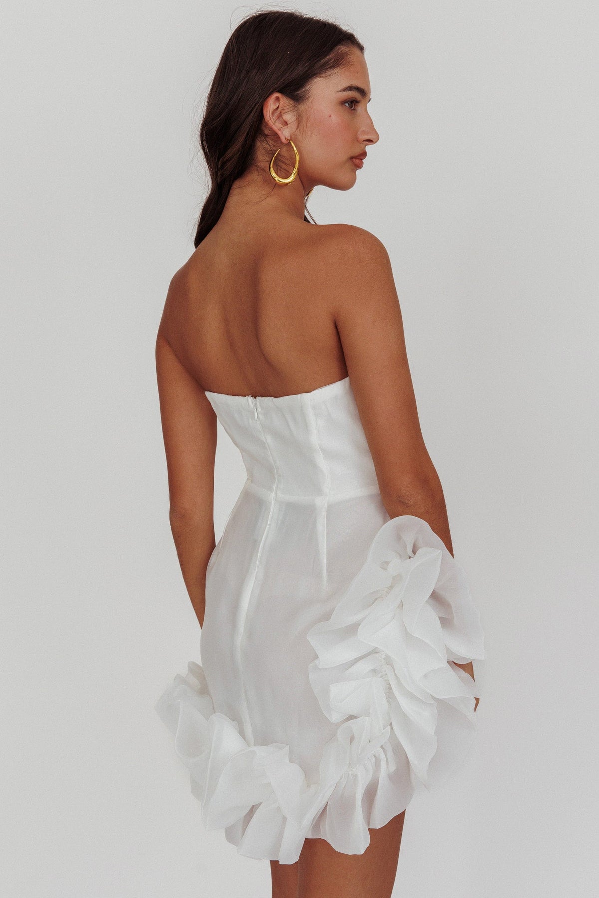 L'amour Toujours Frill Accent Mini Dress White