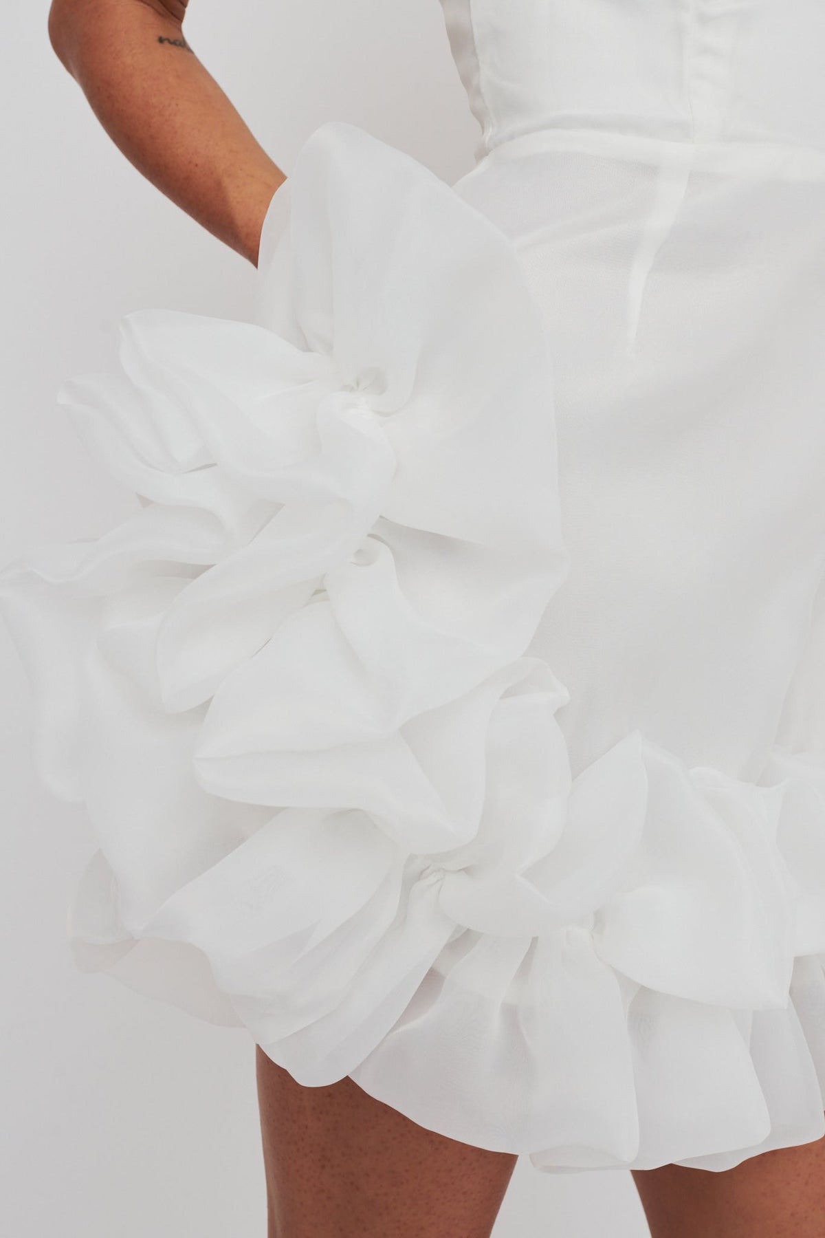 L'amour Toujours Frill Accent Mini Dress White