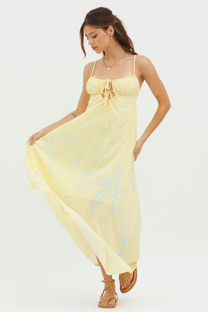 Yuki Tied Bust Midi Dress Yellow