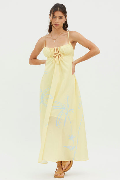 Yuki Tied Bust Midi Dress Yellow