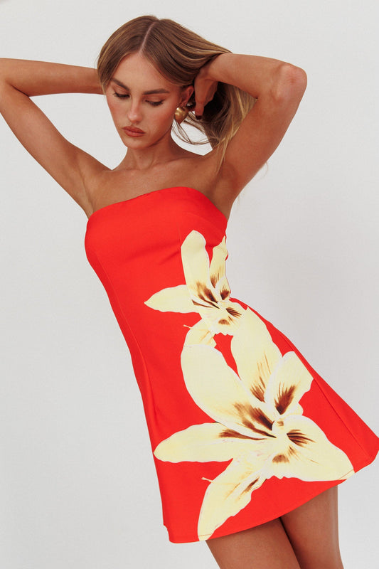 Heart To Heart Strapless Mini Dress Lily Red