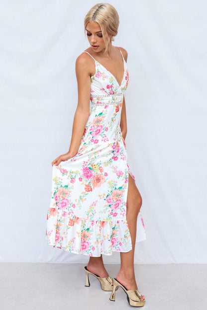 Tegan Midi Dress - White Floral