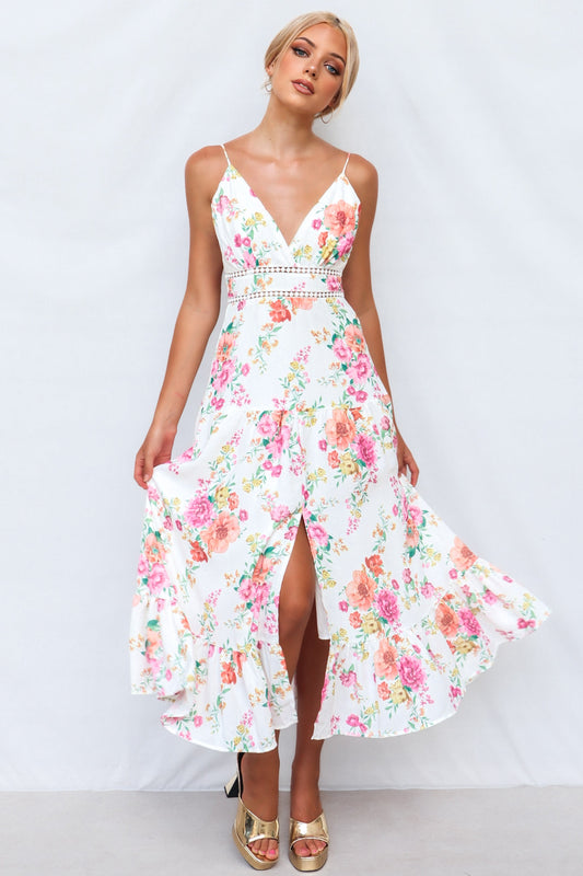 Tegan Midi Dress - White Floral