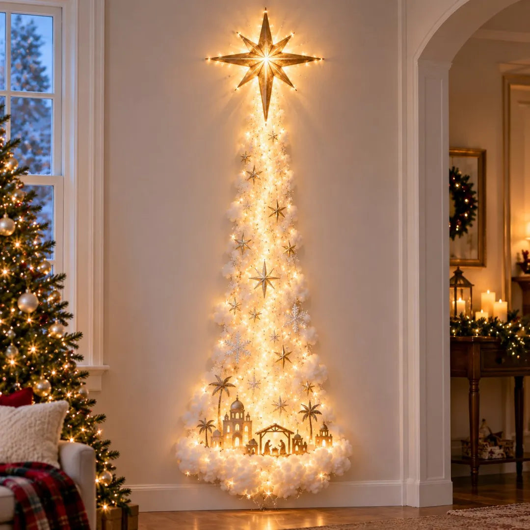 🎄 Christmas Magic Trail Wall Light – Glowing Santa & Holiday Scene Wall Decoration
