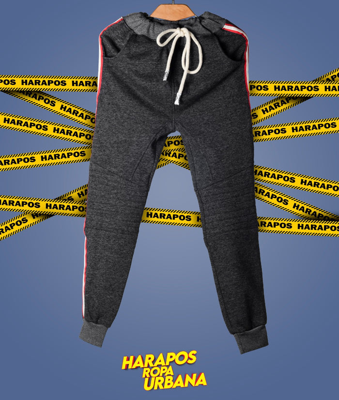 Buso jogger plomo con franja blanca lateral