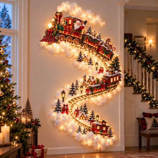 🎄 Christmas Magic Trail Wall Light – Glowing Santa & Holiday Scene Wall Decoration