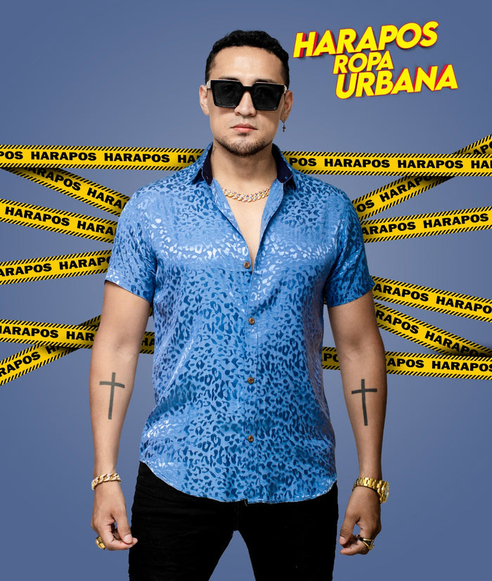 Camisa C-TU brillosa azul