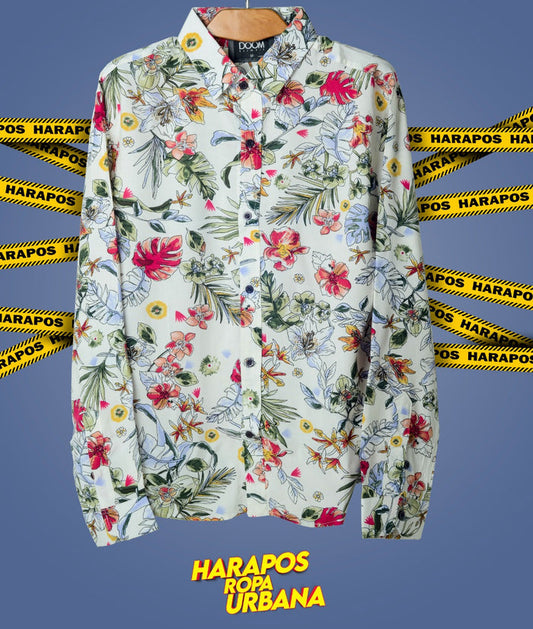 Camisa Doom manga larga blanca con flores