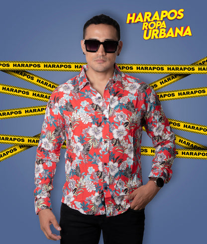 Camisa Doom manga larga fucsia con flores