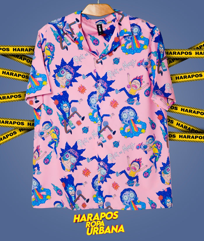 Camisa Dr. Mono oversize rick y morty rosada