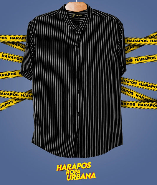 Camisa versace negro a rayas