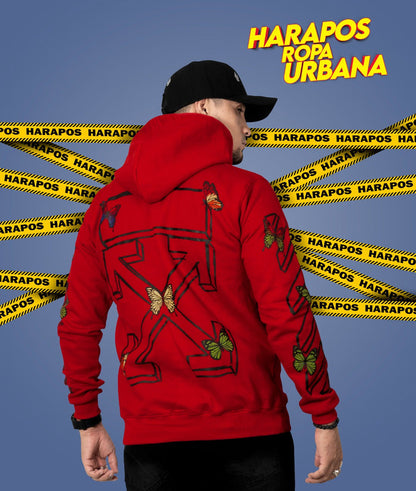 Canguro Off White roja con mariposas