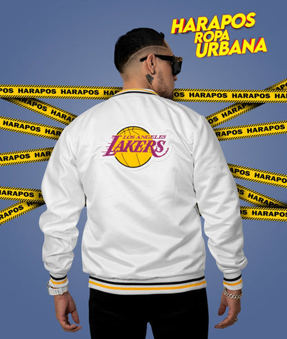 Chamarra Bomber lakers blanco
