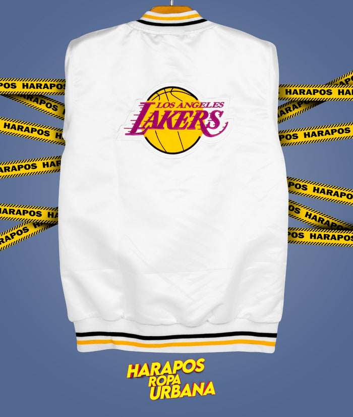Chamarra Bomber lakers blanco