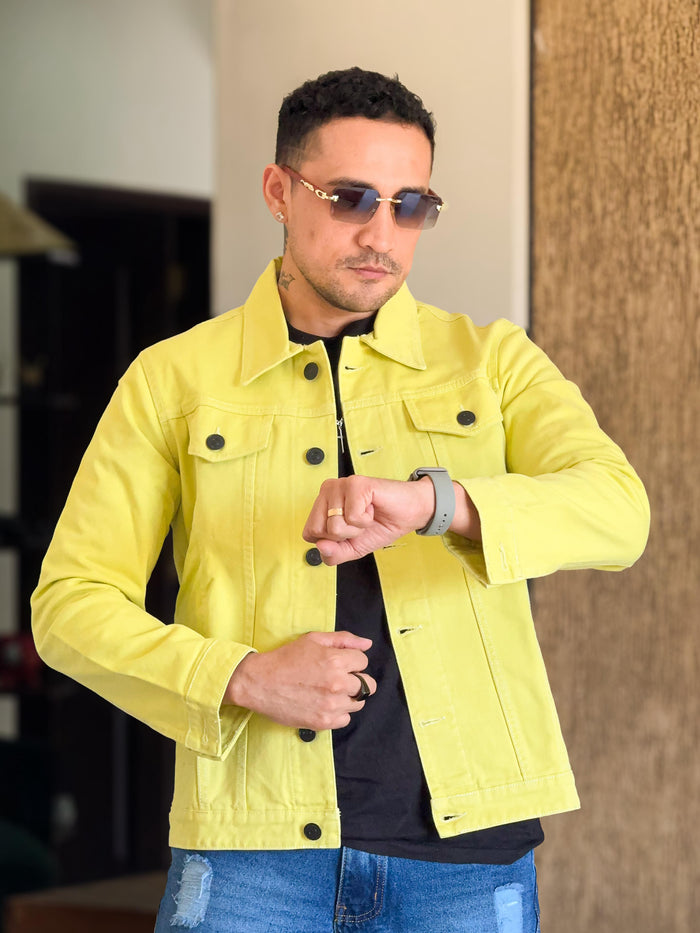 Chaqueta jean essentials basico amarillo pastel