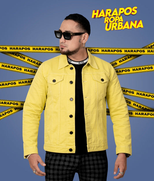 Chaqueta jean essentials basico amarillo pastel