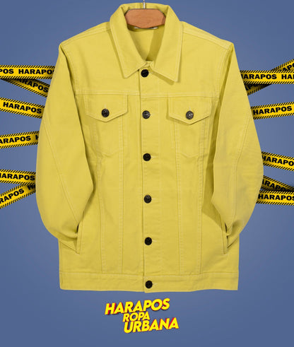 Chaqueta jean essentials basico amarillo pastel