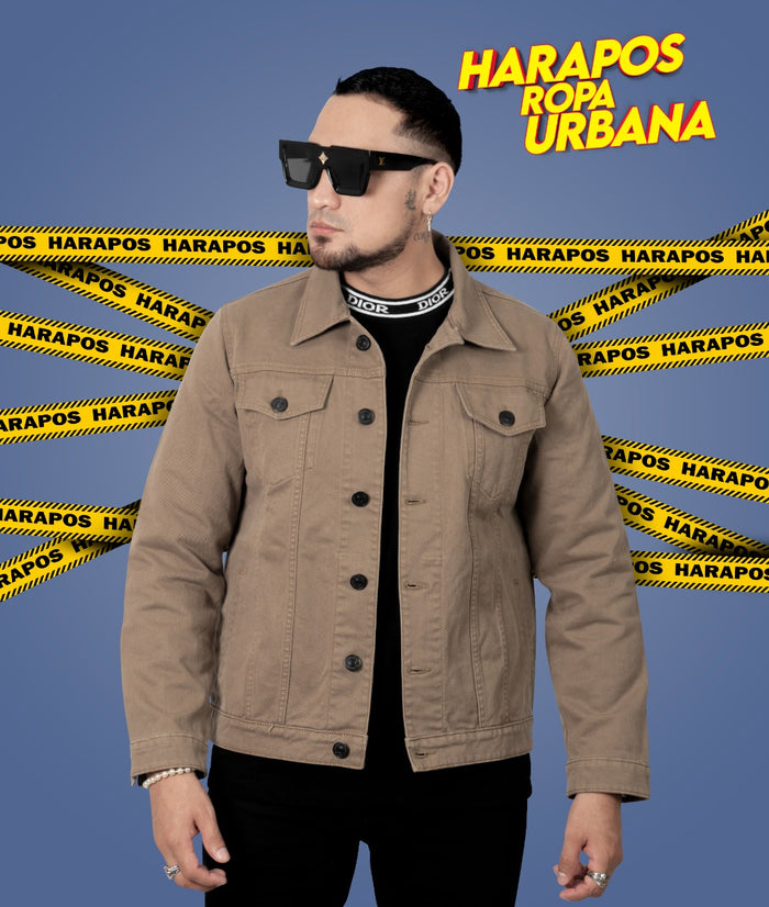 Chaqueta jean essentials basico cafe