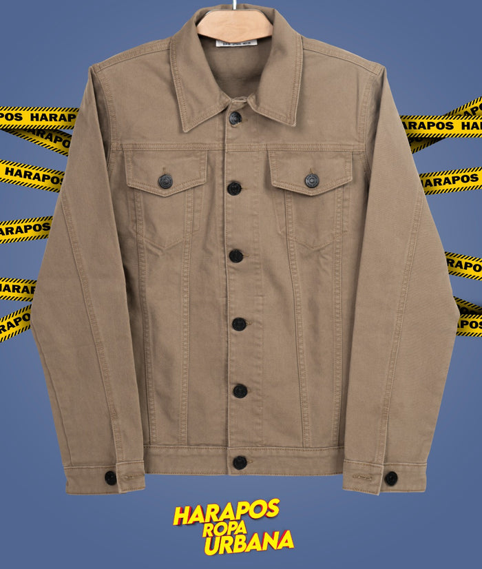 Chaqueta jean essentials basico cafe