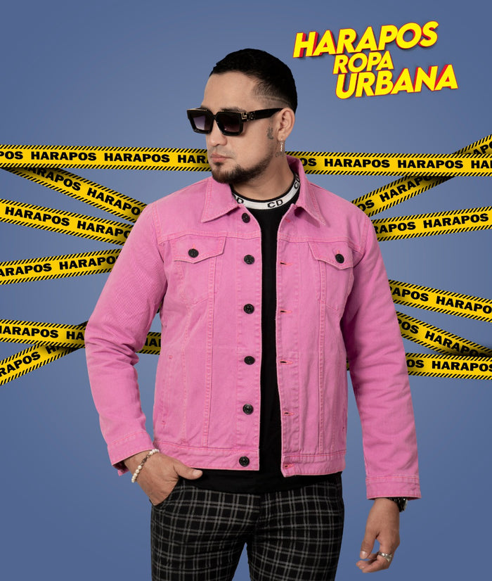 Chaqueta jean essentials basico morado pastel