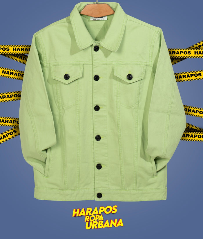 Chaqueta jean essentials basico verde pastel